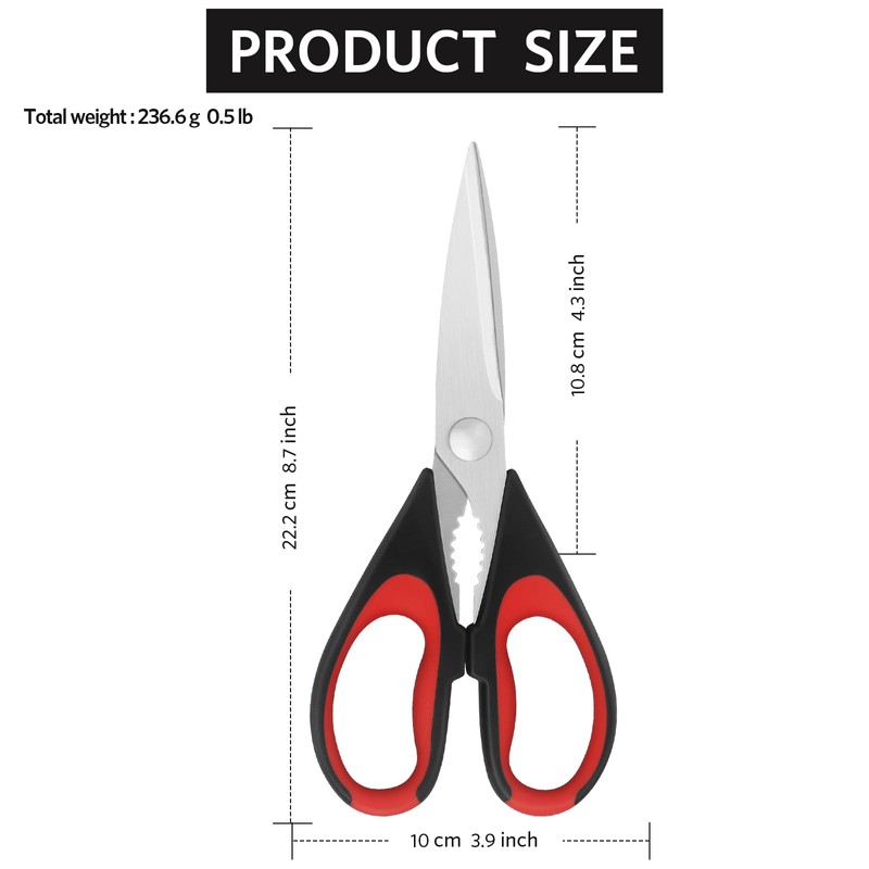 Vutyvve Kitchen Scissors, Stainless Steel Blades, Soft Grip, Multi-Purpose Kitchen