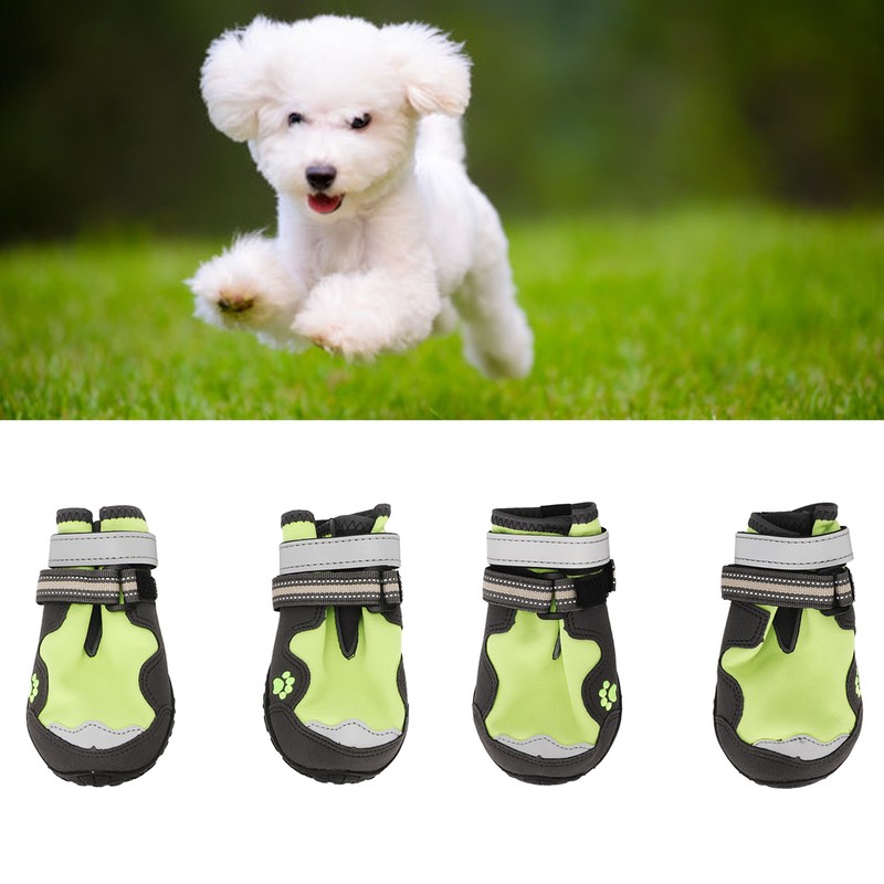 4Pcs Dog Booties Adjustable Slip Resistant Breathable Dog Boot with