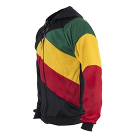JL Sport Jamaican Reggae 3 Coloured Striped Hooded Capoeira Zip-up Jacket Tracksuit