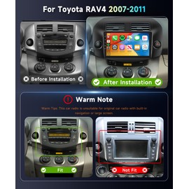 Car Radio Stereo for Toyota RAV4 2007-2011 2+64G, 10.1" Touch Screen/Android 13/Wireless CarPlay/Android Auto/DSP EQ/GPS/WiFi/Bluetooth/FM/RDS/SWC/HD Backup Camera