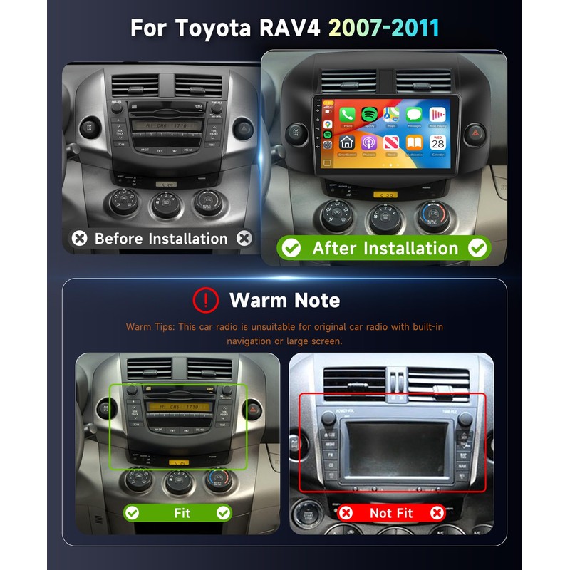 Car Radio Stereo for Toyota RAV4 2007-2011 2+64G, 10.1" Touch