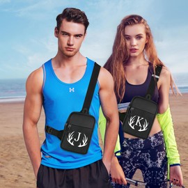 Aganmi Initial Letter Small Crossbody Sling Bag for Men Women Double Pocket Chest Bag Trendy Water Resistant Fanny Pack Mini Phone Cross Body Bag for Travel Sports Workout Running (Black Z)