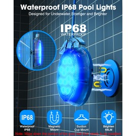 Vovamo Solar Pool Lights,Underwater IP68 Pool Lights with 8-Color Changing and 9 Modes,Solar Powered LED Swimming Light with Remote Control for Above Ground Pools/Inground Pools-2 Pack-Blue