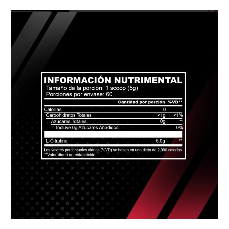 L-Citrulina Pura en Polvo 300 g, 60 Porciones de 5