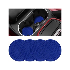 KHGUZ 4PCS Car Cup Coasters, Non-Slip Automotive Insert Cup Holder Pad, Waterproof Dustproof Vehicle Interior Decorative Embedded Drink Mat Accessories, Universal for RV, SUV, Truck (Blue)