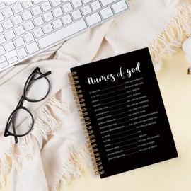 QLMX Names of God Christian Spiral Notebook, Bible Verse Journal Notebook, Church Notebooks for School Work, Christian Office Supplies Gifts for Women Men, 5.5x8.3 Inch