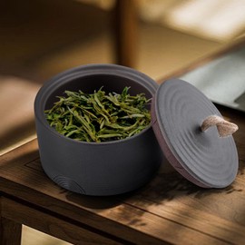 Lbwstellar 16.9 FL Oz Ceramic Coffee Tea Canister, 500ml Retro Kitchen Ceramic Canister, Ceramic Container with Lid for Coffee Bean, Nuts, Black Canisters Sets for the Kitchen, Living Room