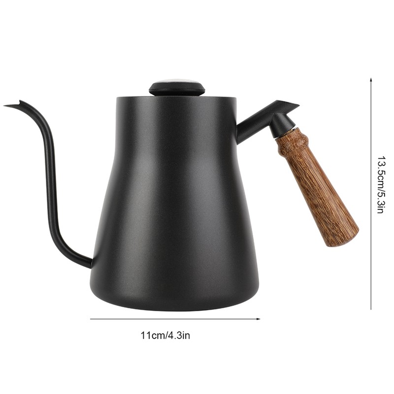 850ml Stainless Steel Drip Over Coffee Kettle Gooseneck with Wooden