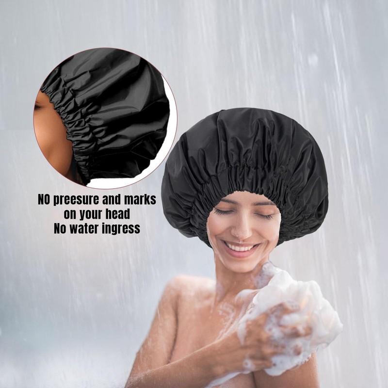 Extra Large Washable Shower Cap for Women – Reusable Waterproof