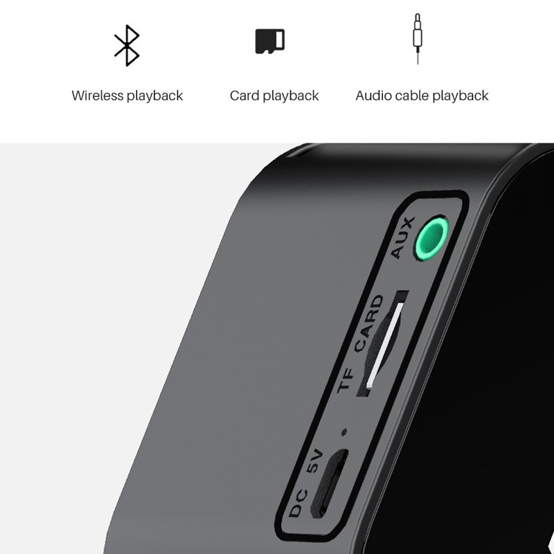 Bedside Desktop Bluetooth Mirror Surface LED Alarm Clock Speaker FM