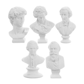 ifundom 5 Pieces Miniature Musicians Bust Statue Resin Sculptures for Dollhouse Decoration Small Fine Ornament for Desk and Shelves Greek Artworks with Detailed Workmanship