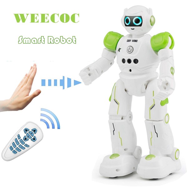 WEECOC RC Robot Toys Gesture Sensing Smart Robot Toy for Kids Can Singing Dancing Speaking Christmas Birthday Gift (R11 Green)