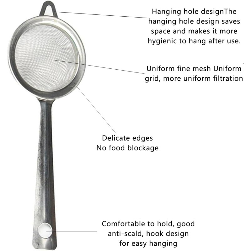 2 Pcs Tea Strainer Fine Mesh - Stainless Steel Tea