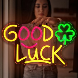 Good Luck Gifts, St Patricks Day Decorations 4 Leaf Clover Neon Lights for Bedroom Girls, Saint Patrick's Day Decor for Party Favors, Classroom, Tree Ornaments Decorations, Room Decor for Teen Girls