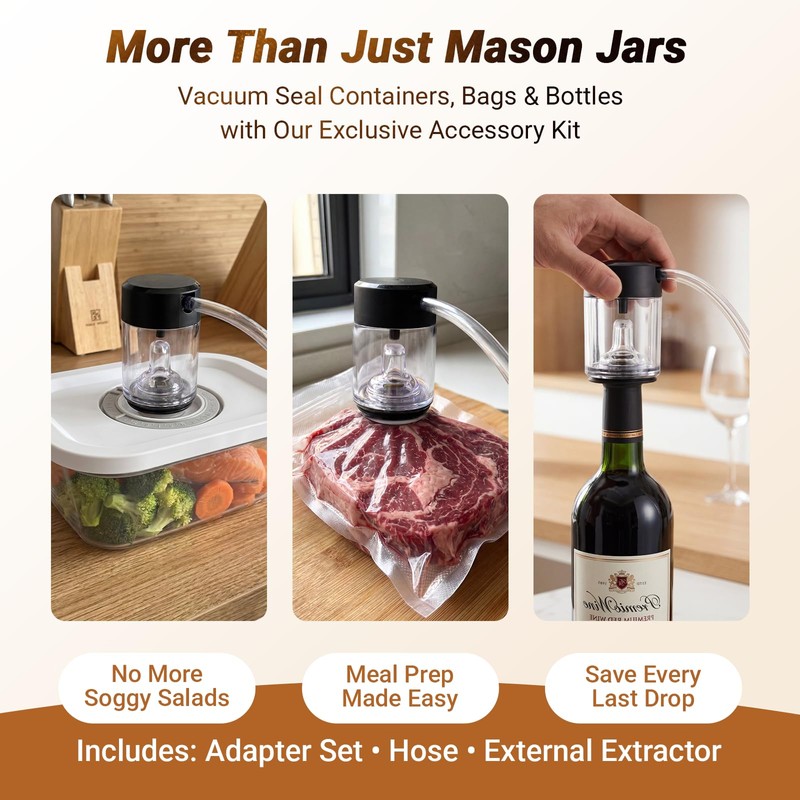 Raywok Mason Jar Vacuum Sealer Kit, 20s Fast Vacuum Seal