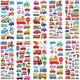 Zonon 10 Sheets Cars 3D Puffy Stickers Car Theme Stickers Set DIY Decoration Vehicle Stickers for Scrapbook Reward Prizes Car Themed Birthday Party Favors Decoration Supplies