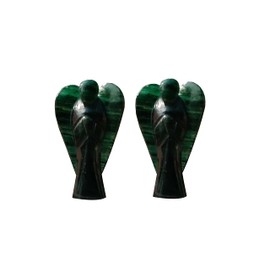 Wonder Care Pocket Guardian Angel Green Jade Crystal Natural Gemstone Reiki Healing Energy Carved Statue Figurines (1.5"-2.0") (pack of 2)