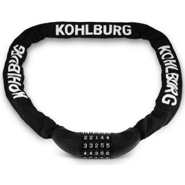 KOHLBURG Extra Long Bicycle Combination Lock - 3.8 ft Chain & 0.24” Strong Number Combination Bike Lock - Secure Chain Lock Almost 4 ft - Security 5-Digit Bike Lock Combo for Bicycle & e-Bike