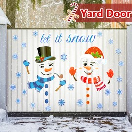 Garage Door Christmas Decorations Magnets - Snowman Snowflake Magnetic Christmas Decor Set - Refrigerator Decal Stickers Decorations for Garage Door Banner Xmas Holiday Party Home Decorations Supplies