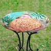 VCUTEKA 18" Outdoor Glass Birdbath with Sturdy Metal Stand for