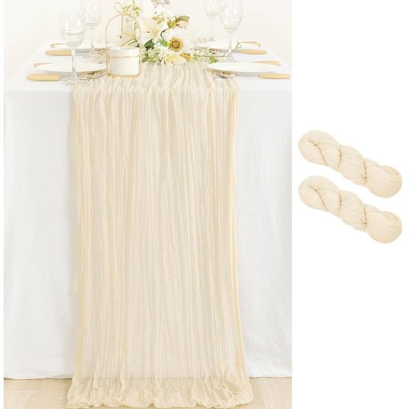 DROMCOM Pack of 2 90 x 300 cm Beige Cheesecloth
