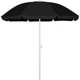 AMMSUN 6FT Portable Outdoor Picnic Beach Umbrella with Tilt Function, Black