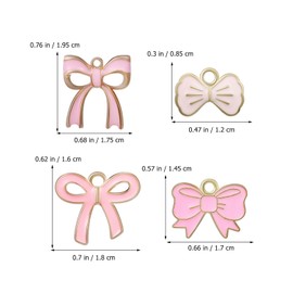 TEHAUX 60pcs Enamel Bowknot Charms, Pink Bow Tie Charms for Jewelry Making Dangle Cute Bow Connector Pendants for Earrings Necklaces Bracelets DIY Craft Charms