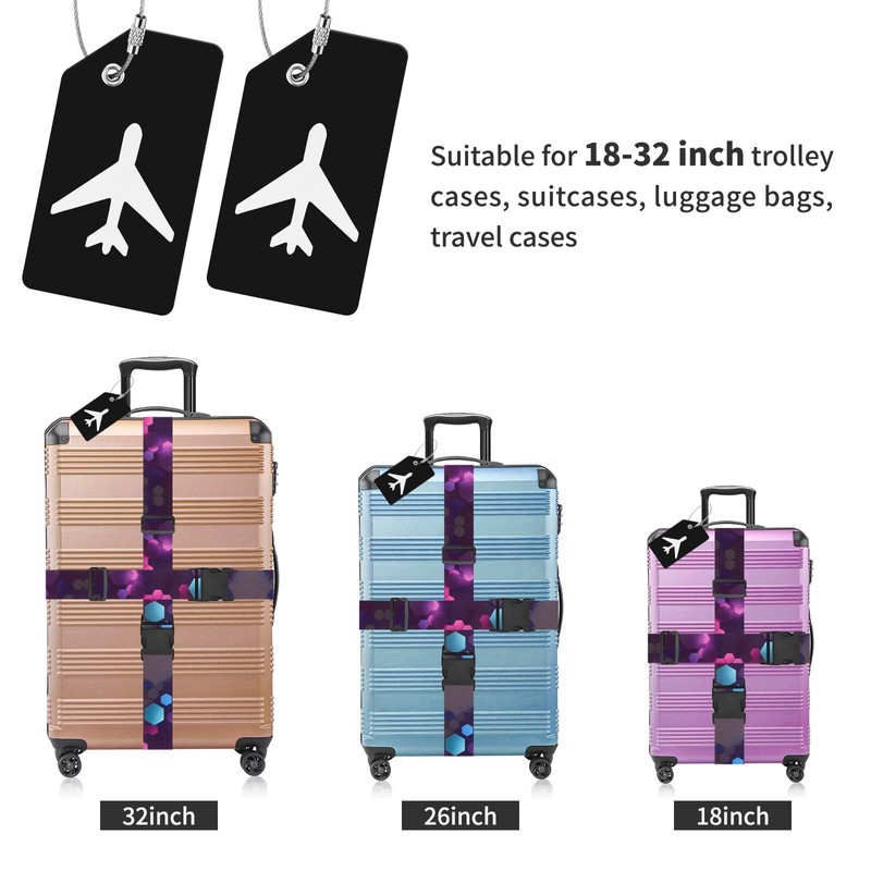 ZOUIQSS Pack of 2 Adjustable Suitcase Strap, Suitcase Strap, Durable