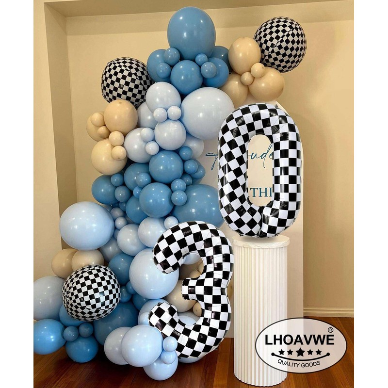 Checkered Number 0 Balloons 40 Inch Giant Race Car Checkered