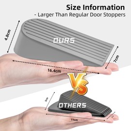 Door Stops, Extra Large Door Stopper Wedges, Heavy Duty Rubber Door Stoppers for Floor, Non-Slip Door Holder for Home Office Indoors Outdoors, Grey