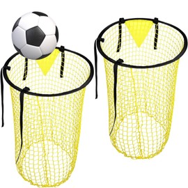 MOLHEM Foldable Football Goal Net 2 Pack, Durable & Portable Soccer Training Equipment, Top Bins Target for Shooting Practice, Backyard Games, Kids & Adults (Indoor/Outdoor Use)
