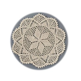 Handcrafted Round French Crochet lace Cotton Placement, Elegant Table Décor, 30cm (Beige)