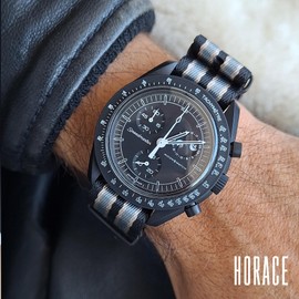 HORACE Nato watch strap 20mm compatible with Omega x Swatch MoonSwatch (Bond 007 No Time To Die - Black)