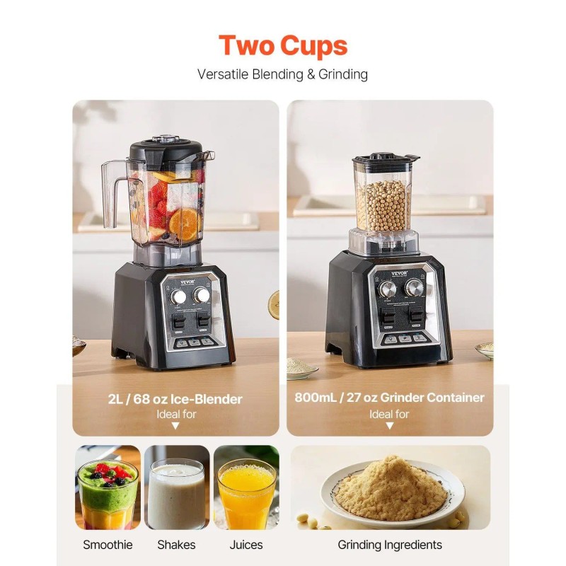 1400W 68 Oz Blender 6 Blades Commercial Kitchen Smoothie MakerDefault: