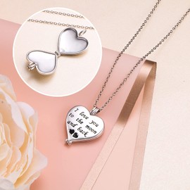 HOOHWE Photo Locket Pendant with Picture 925 Sterling Silver Love Heart Necklace Sisters / Sunflower / Mother Daughter Keepsake Memory Pendant Pictures Locket Chain Memory Gifts for Women, Sterling