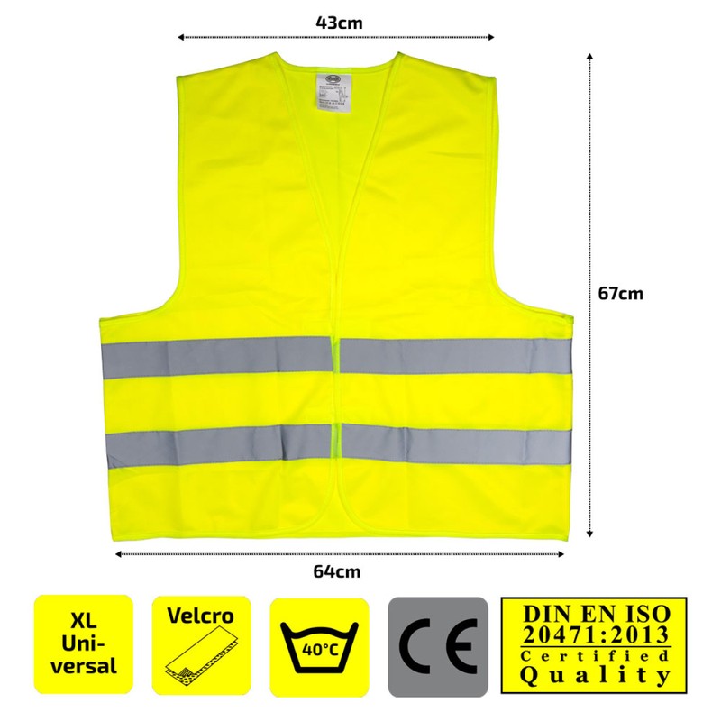 HEYNER® High Visibility Vest Set of 2 with Certificate Yellow