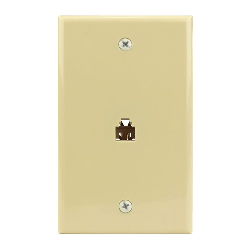 Single Gang Flush Mount Phone Plate, Ivory