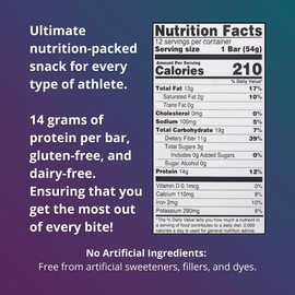 Fuel4Ever Collagen Protein Bars | 14G protein, Gluten Free, Dairy Free, No Sugar or Artificial Ingredients Added | Box of 12 Chocolate Almond Flavor