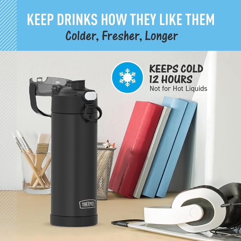 THERMOS FUNTAINER - Acero inoxidable de 16 onzas, color negro