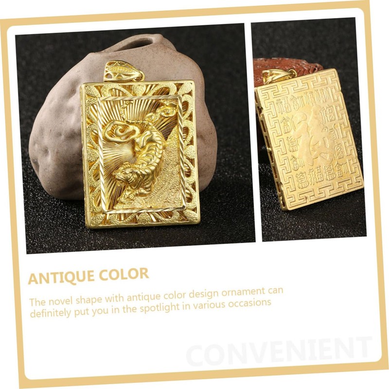 DOITOOL 2pcs Antique Brass Zodiac Tiger Pendant Lightweight Hanging Decor