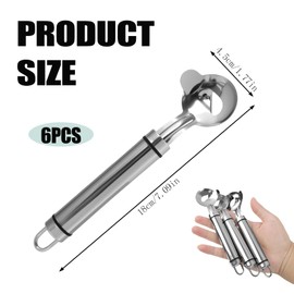 6 Pcs Cactus Peeler Spoon, Upgraded Safe 304 Stainless Steel Nopales Peeler, Multi-Function Cactus Peeling Tool, Chinese Noodle Tools for Kitchen Gadgets Accessory and Home and Restaurant