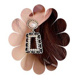 Diamond Square Studs Earrings CZ crystal Studs Vintage Rhinestone Square Stud Earrings Hollow Square Cz Earrings Jewelry for Women and Girls