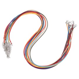 sourcing map 10pcs 24 Inch Waxed Necklace Cord, Bulk Necklace String with Clasp 2mm Waxed Leather Cord Rope for Jewelry Making DIY Bracelet Pendant,Mixed Colors