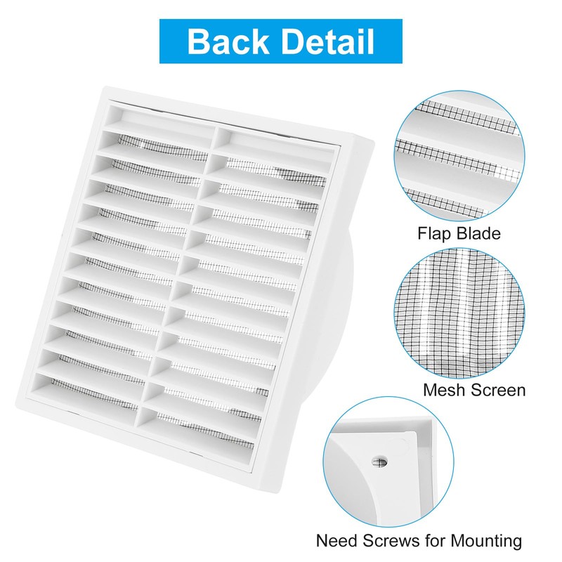 PATIKIL 6" Wall Vent, 2pcs ABS Gable Vent Grille Louvered