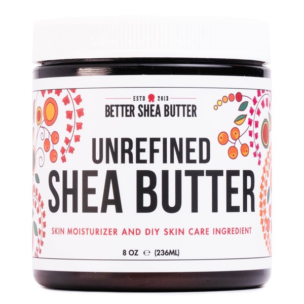 Better Shea Butter Raw Shea Butter - 100% Pure African Unrefined Shea Butter for Hair - Skin Moisturizer for Face, Body and for Soap Making Base and DIY Whipped Lotion, Oil and Lip Balm - 8 oz Jar