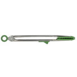 Tovolo Tip Top Tongs, Easy-Grip Kitchen Tongs for Cooking With Silicone Tips, Easy Locking Mechanism, Cooking Utensil With Resting Foot, Heat-Resistant & BPA-Free Silicone Tips - Pesto