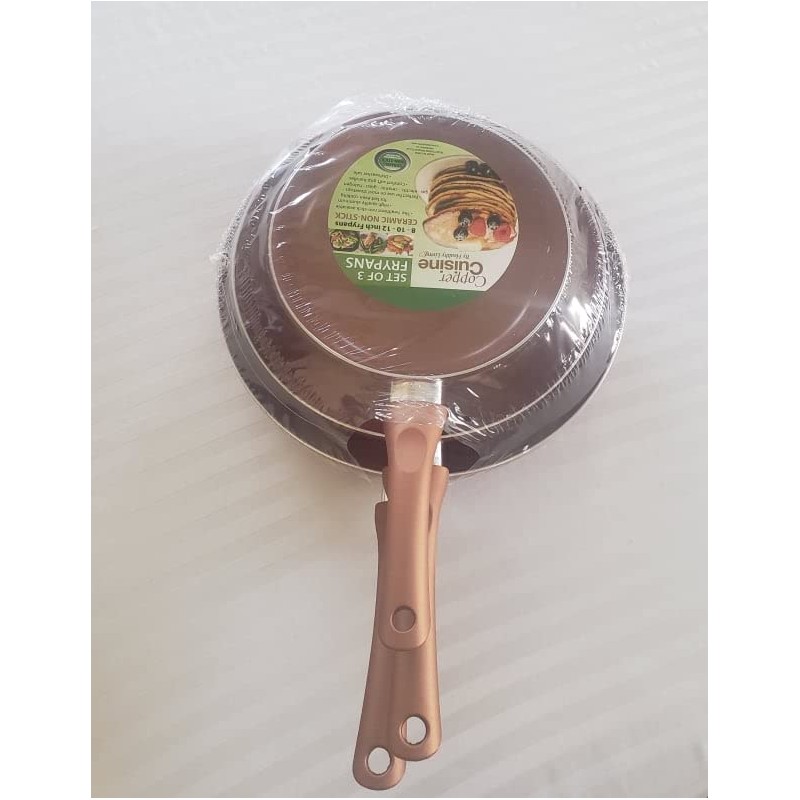 Copper Cuisine by Healthy Living Skillets. 3-piece nonstick cookware set