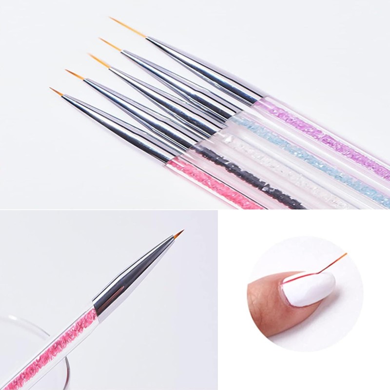 Nail Art Brush Kit, 5 Pieces, Double Ended Nail Art