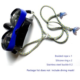 SISYOUP Scuba Mask Strap, Elastic Braided Bungee Rope Mask Straps Replacement for Diving & Snorkel Glasses, Swimming Goggles, Scuba Diving Accessories Gifts for Women & Girls (Only Strap,Yellow/Blue)