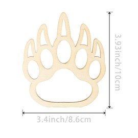 Bear Paw Wooden Blank Wood Wall Art Unfinished Ornaments for Christmas Wedding Birthday Party Thanksgiving Day Decoration 20Pcs